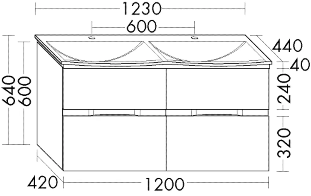 burgbad Badmöbelset „Orell“ Griffleiste, Bronze, in Grau Hochglanz