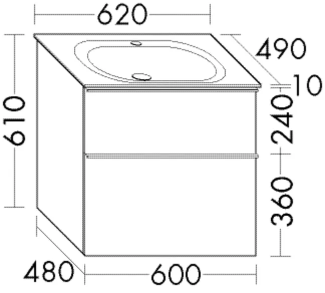 burgbad Badmöbelset „Fiumo 2.0“ 660 × 650 mm Griff, Weiß Matt (230 mm), in Weiß Matt