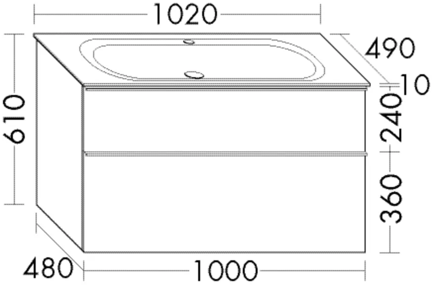 burgbad Badmöbelset „Fiumo 2.0“ 1060 × 650 mm Griff, Weiß Matt (230 mm), in Weiß Matt