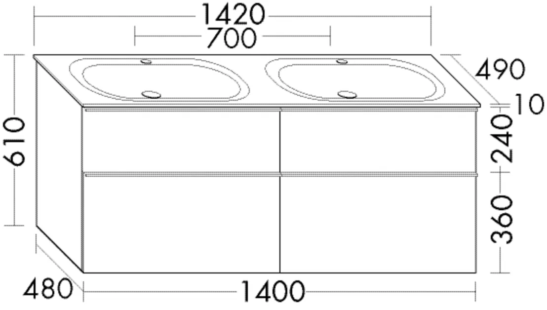 burgbad Waschtischunterschrank „Fiumo 2.0“ in Weiß Matt