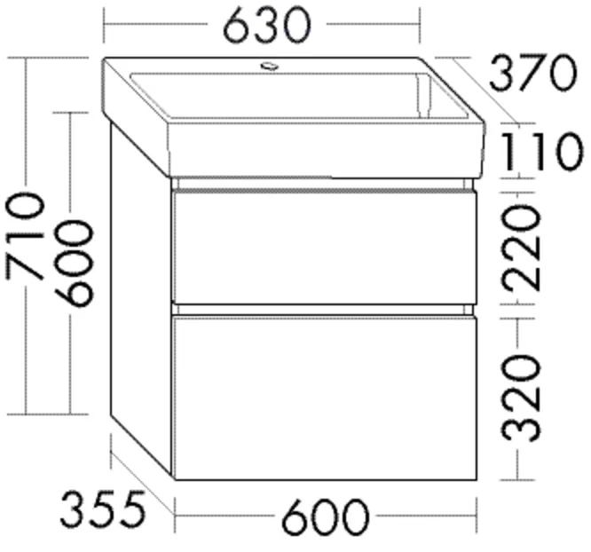 burgbad Waschtischunterschrank „Lin20“ in Basaltgrau Matt mit Laserkante