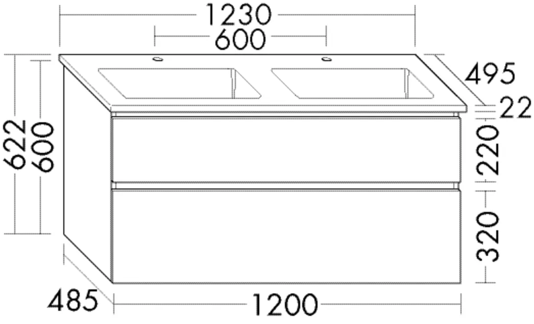 burgbad Waschtischunterschrank „Lin20“ in Dunkelgrau Hochglanz