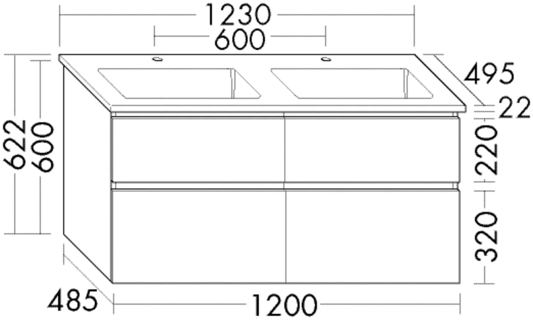 burgbad Waschtischunterschrank „Lin20“ in Anthrazit Hochglanz