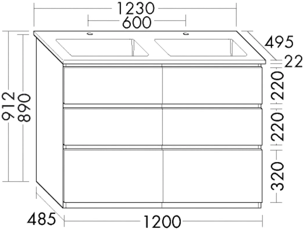 burgbad Waschtischunterschrank „Lin20“ in Weiß Solid Matt