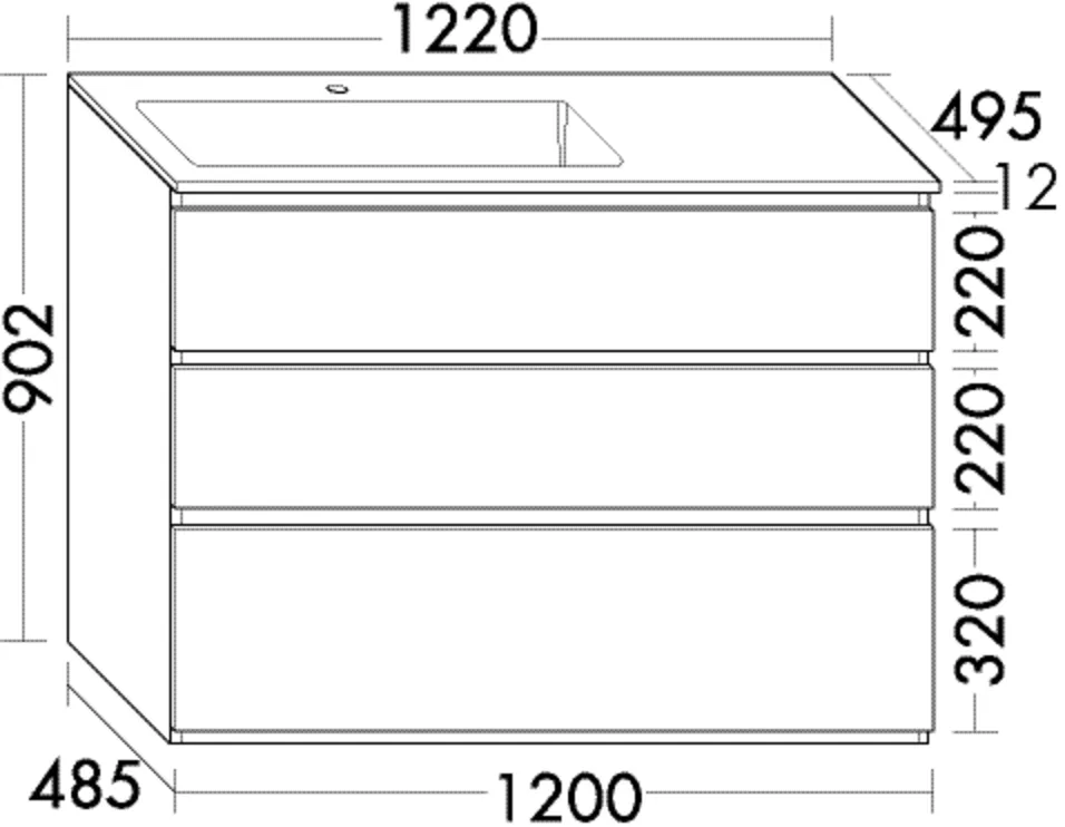 burgbad Waschtischunterschrank „Lin20“ in Schwarz Solid Matt