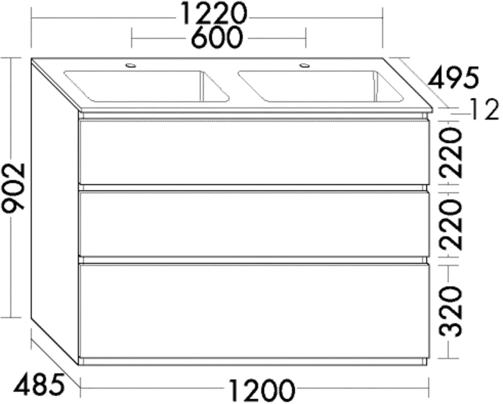burgbad Waschtischunterschrank „Lin20“ in Sandstein Hochglanz