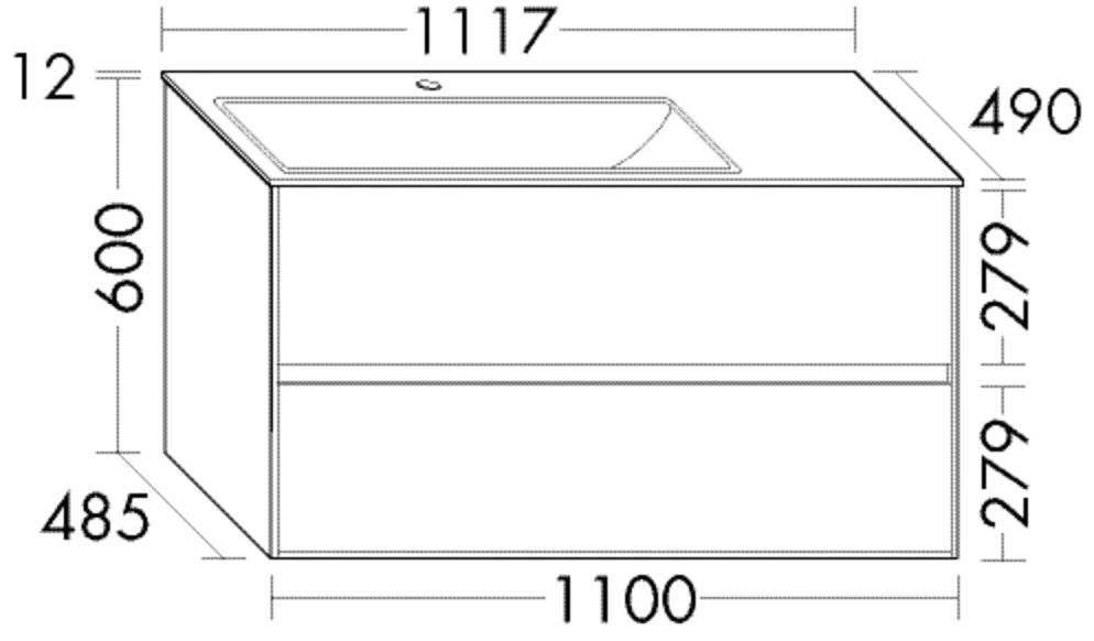 burgbad Waschtischunterschrank „rc40Solitaire“ in Dunkelgrau Solid Matt