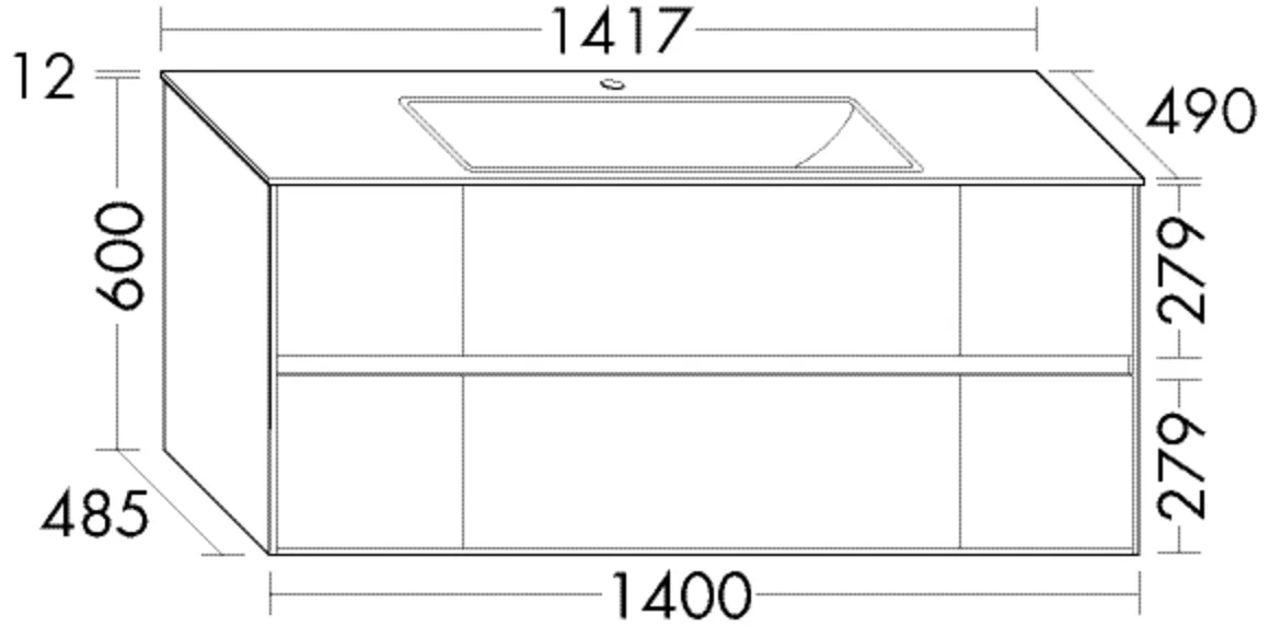 burgbad Waschtischunterschrank „rc40Solitaire“ in Anthrazit Solid Matt