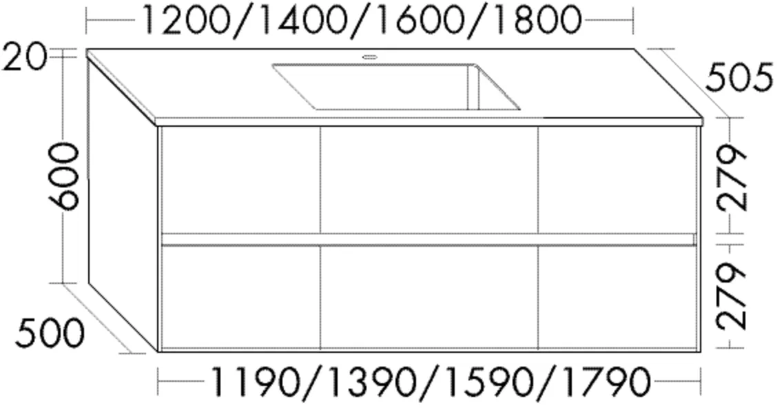 burgbad Waschtischunterschrank „rc40Solitaire“ in Schwarz Hochglanz