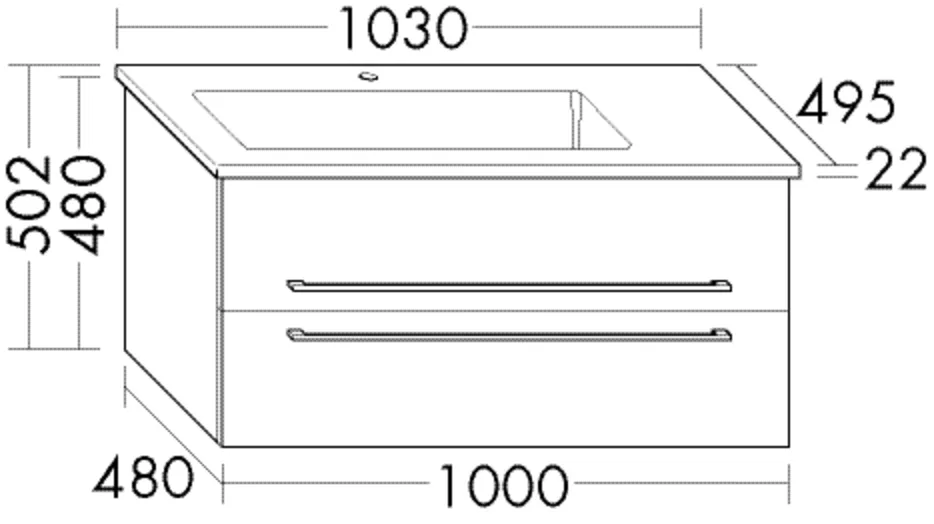 burgbad Badmöbelset „bel“ 107 × 54,2 cm in Weiß Hochglanz