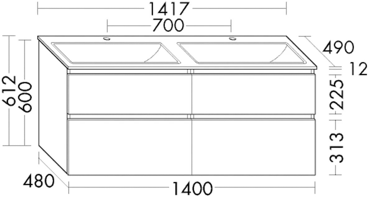 burgbad Badmöbelset „Accura“ in Anthrazit Solid Matt