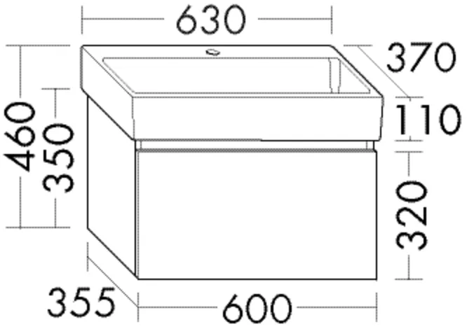 burgbad Badmöbelset „Lin20“ 63 × 46 × 37 cm in Grau Hochglanz