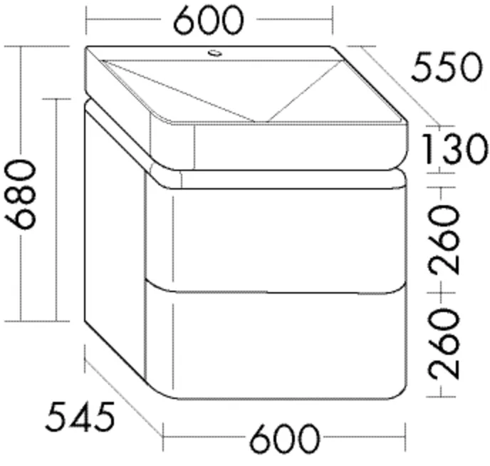 burgbad Badmöbelset „b:me“ 60 × 68 × 55 cm in Weiß Solid Matt