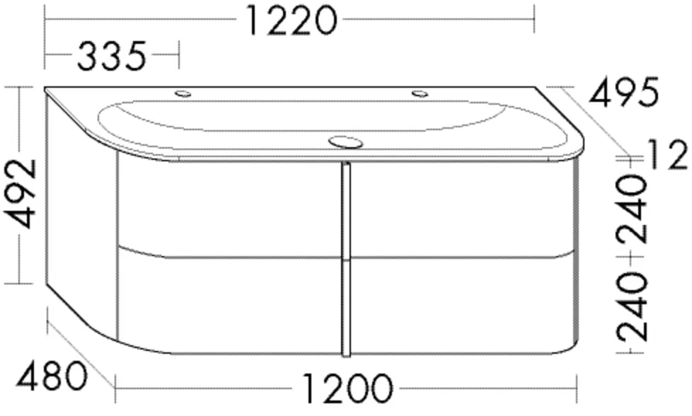 burgbad Badmöbelset „Lavo2.0“ 122 × 49,2 × 49,5 cm vertikaler Griff, Zierleiste und Alufüße chrom, in Weiß Matt
