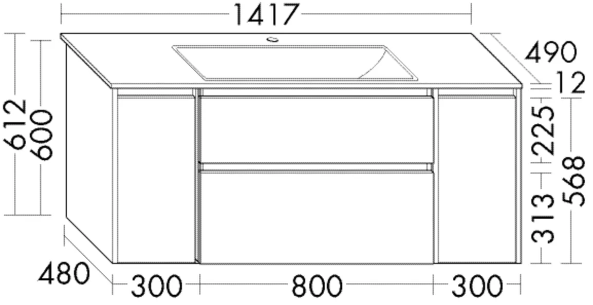 burgbad Badmöbelset „Accura“ 141,7 × 61,2 × 49 cm in Weiß Hochglanz