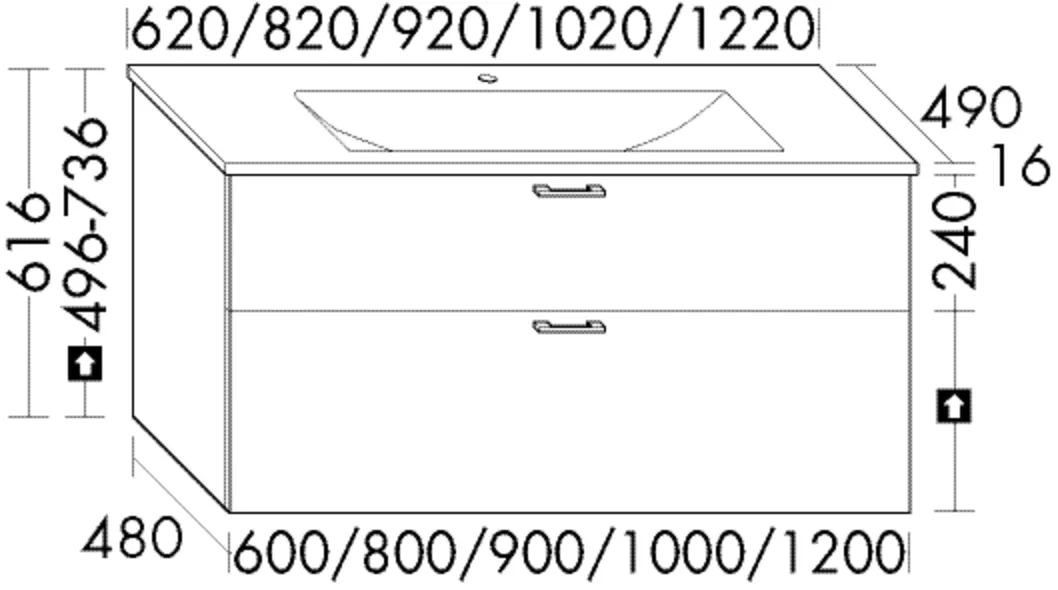 burgbad Badmöbelset „Sys30“ Massivholzgriff, Eiche Schwarz, in Grau Hochglanz