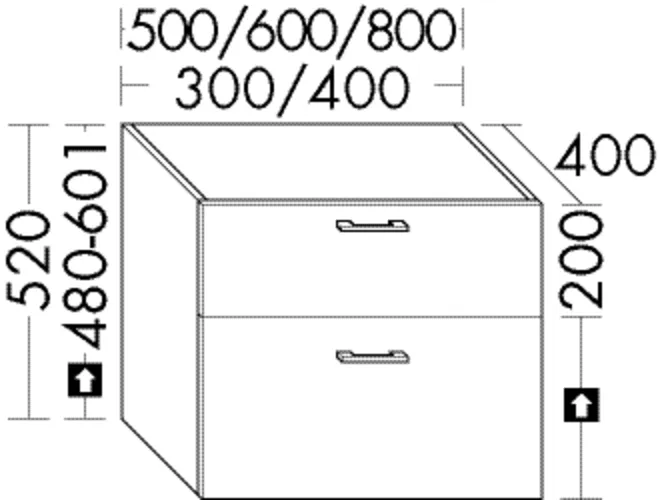 burgbad Waschtischunterschrank „Sys30“ 440 × 560 × 440 mm in Weiß Hochglanz