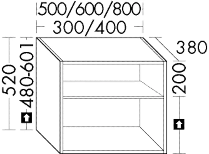 burgbad Waschtischunterschrank „Sys30“ 640 × 560 × 420 mm in Weiß Hochglanz