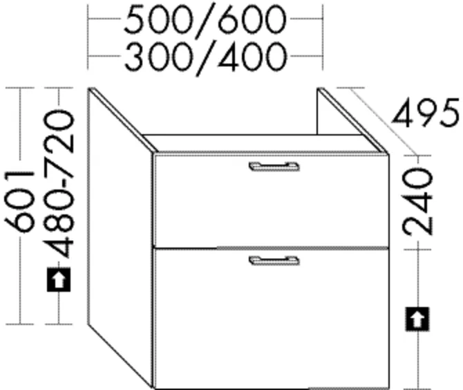 burgbad Waschtischunterschrank „Sys30“ 640 × 641 × 535 mm in Weiß Hochglanz