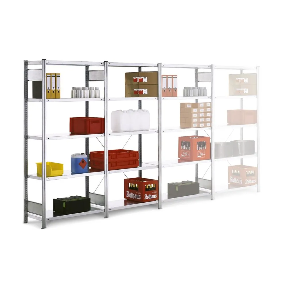 Komplettregal FALKE | Light-Duty | HxBxT 200x307x50cm | 5 Ebenen | Fachlast 150kg | Einseitig nutzbar | Verzinkt