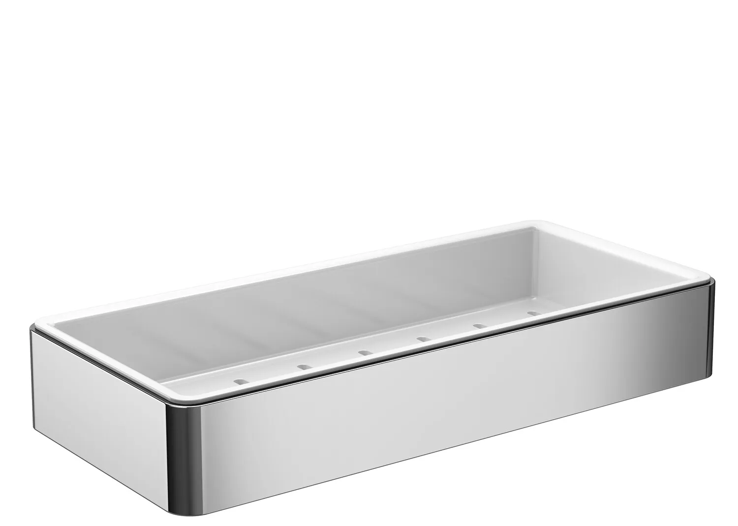 loft Schwammkorb mit Kunststoffeinsatz 220 × 36 × 101 mm, chrom/weiss