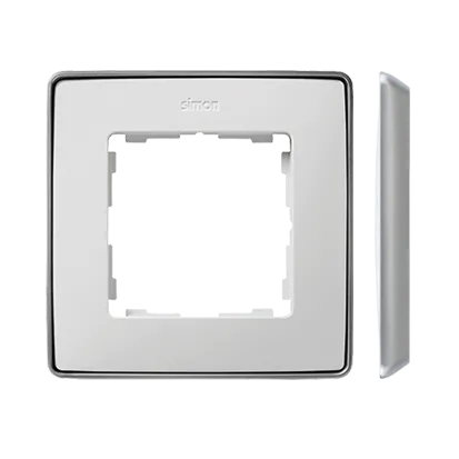 1-fach Rahmen Detail select-metal weiß / Aluminiumbasis Simon 82 Detail