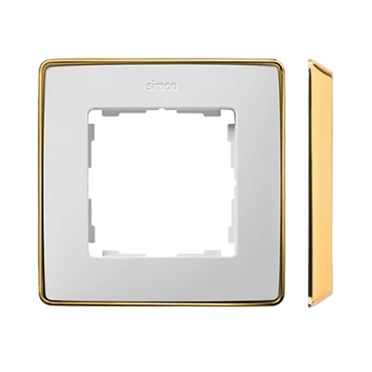 1-fach Rahmen Detail select-metal weiß / Grundlage Gold Simon 82 Detail