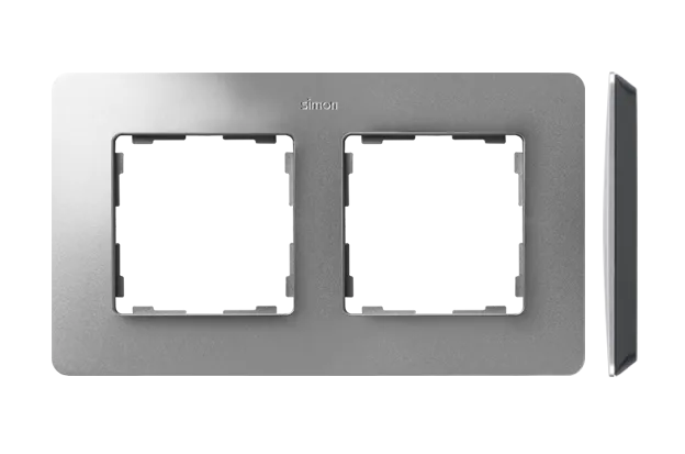 2-fach Rahmen Detail original-air Aluminium / schwarze Basis Simon 82 Detail