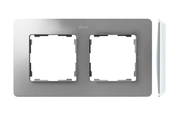 2-fach Rahmen Detail original-air Aluminium / weiße Basis Simon 82 Detail