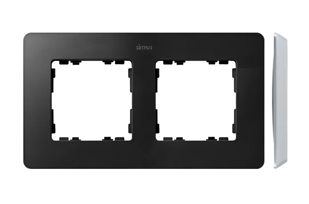 2-fach Rahmen Detail original-premium Graphit / Aluminium Basis Simon 82 Detail