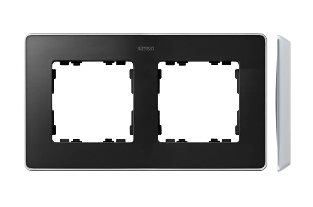 2-fach Rahmen Detail select-metal Graphit / Aluminium Basis Simon 82 Detail