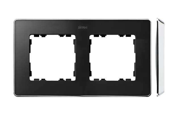 2-fach Rahmen Detail select-metal Graphit / Basis Chrom Simon 82 Detail