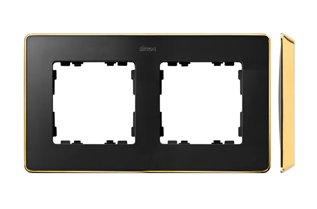 2-fach Rahmen Detail select-metal Graphit / Basis Gold Simon 82 Detail