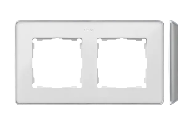 2-fach Rahmen Detail select-metal weiß / Aluminiumbasis Simon 82 Detail