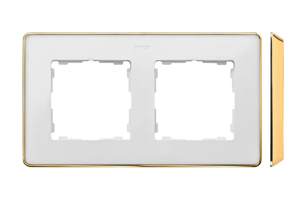 2-fach Rahmen Detail select-metal weiß / Grundlage Gold Simon 82 Detail
