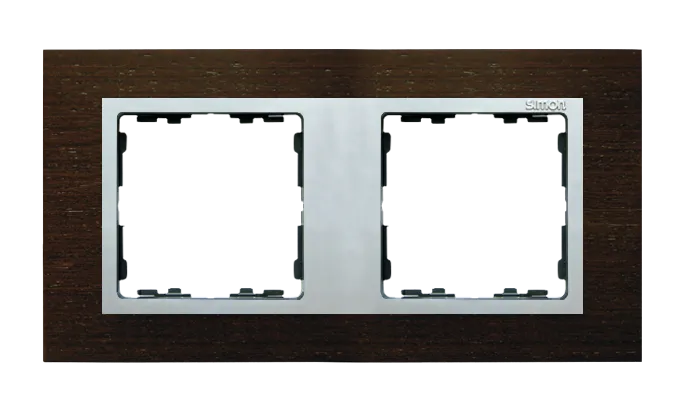2-fach Rahmen Wenge / Zwischenrahmen Mattaluminium Simon 82 Nature