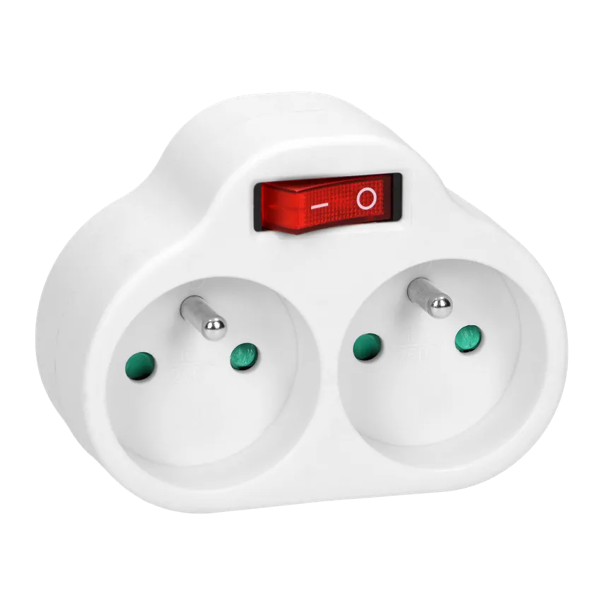 2x2P+Z-Verteiler mit Schalter, weiß