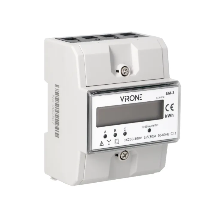 3-Phasen-Stromverbrauchsanzeige, 80A, 3 Module, DIN TH-35mm