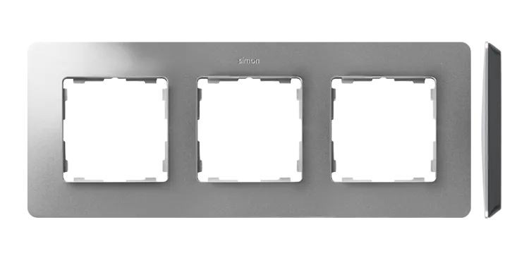 3-fach Rahmen Detail original-air Aluminium / schwarze Basis Simon 82 Detail