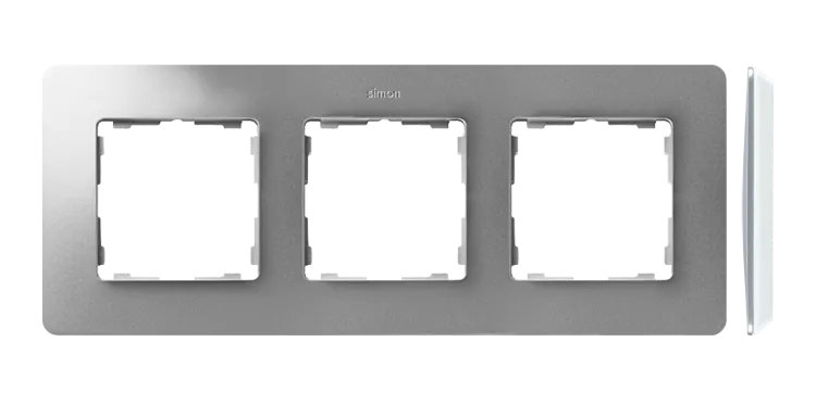 3-fach Rahmen Detail original-air Aluminium / weiße Basis Simon 82 Detail
