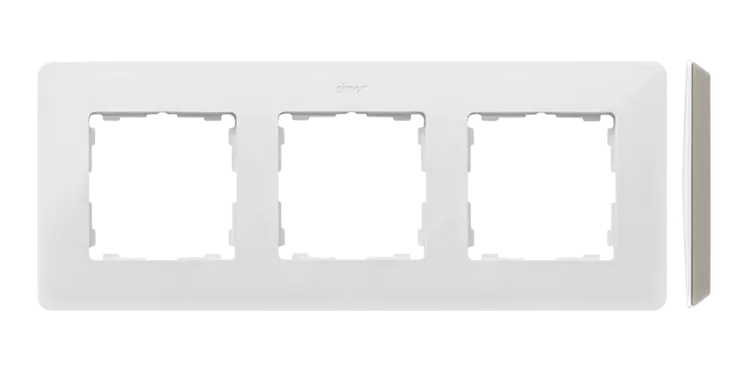 3-fach Rahmen Detail original-mono weiß / Basis warmgrau Simon 82 Detail