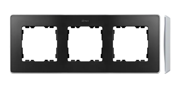 3-fach Rahmen Detail select-metal Graphit / Aluminiumbasis Simon 82 Detail