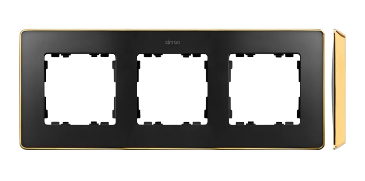 3-fach Rahmen Detail select-metal Graphit / Basis Gold Simon 82 Detail