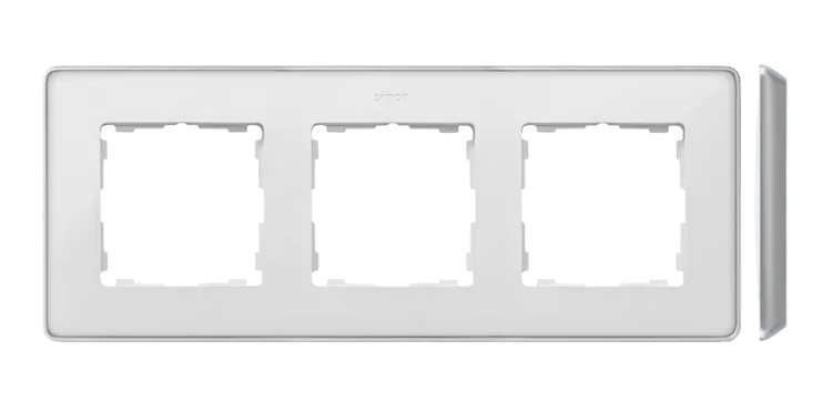 3-fach Rahmen Detail select-metal weiß / Aluminiumbasis Simon 82 Detail