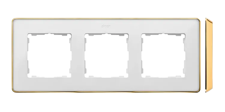 3-fach Rahmen Detail select-metal weiß / Goldene Basis Simon 82 Detail