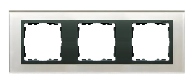 3-fach Rahmen Glas - Silber / Zwischenrahmen Graphit Simon 82 Nature