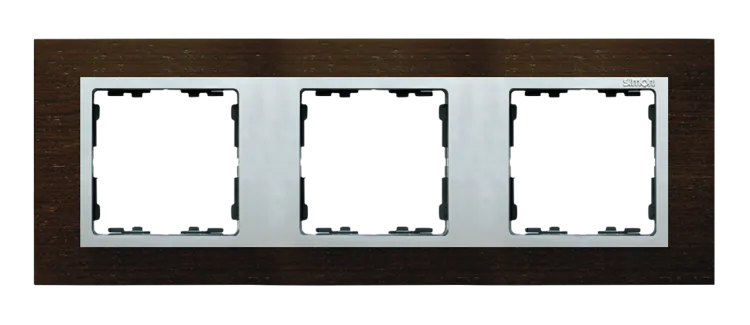 3-fach Rahmen Wenge / Zwischenrahmen mattes Aluminium Simon 82 Nature