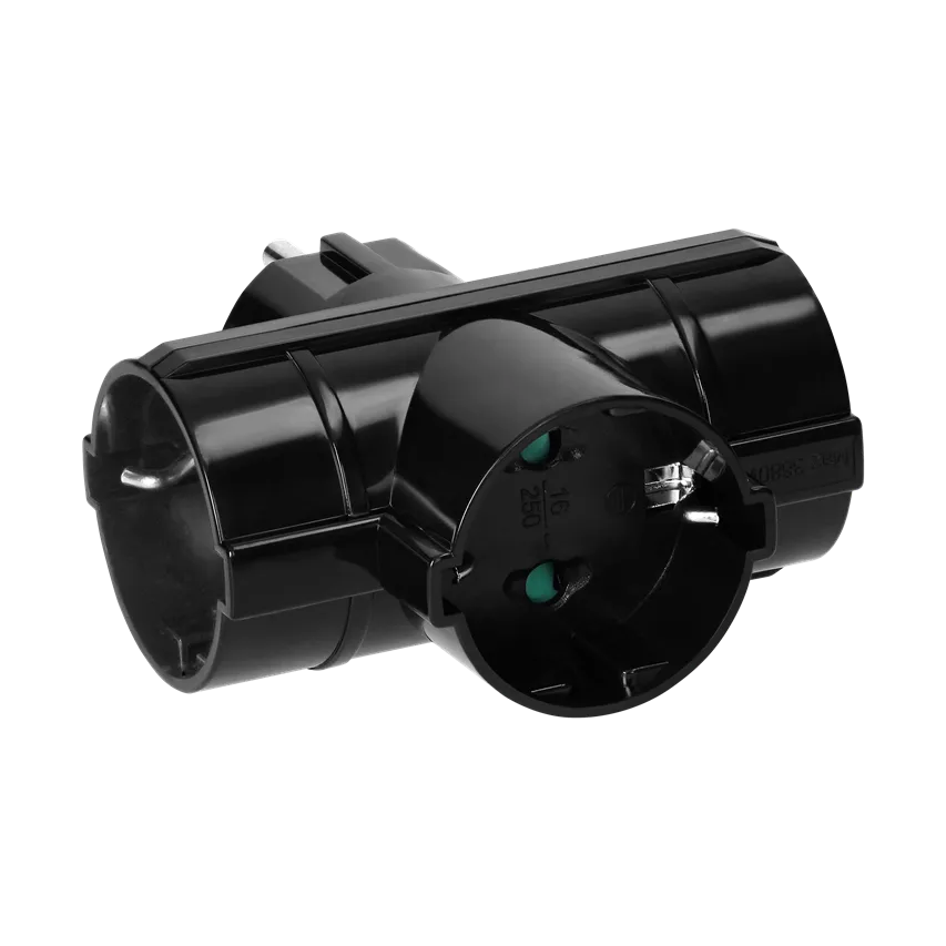 3x2P+Z (Schuko) Splitter, schwarz