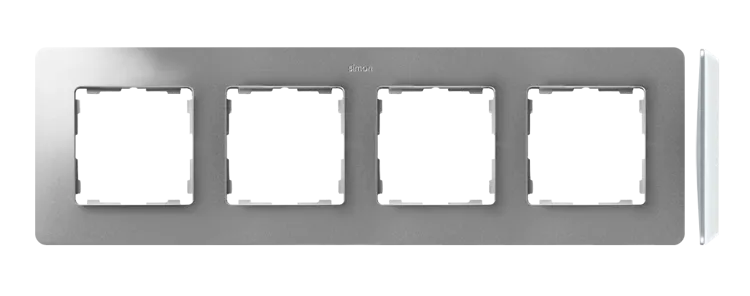 4-fach Rahmen Detail original-air Aluminium / weiße Basis Simon 82 Detail
