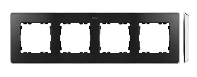 4-fach Rahmen Detail select-metal Graphit / Basis Chrom Simon 82 Detail